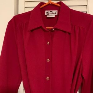 Vintage Leo-Danal Fuschia Long Belted Dress Size 10